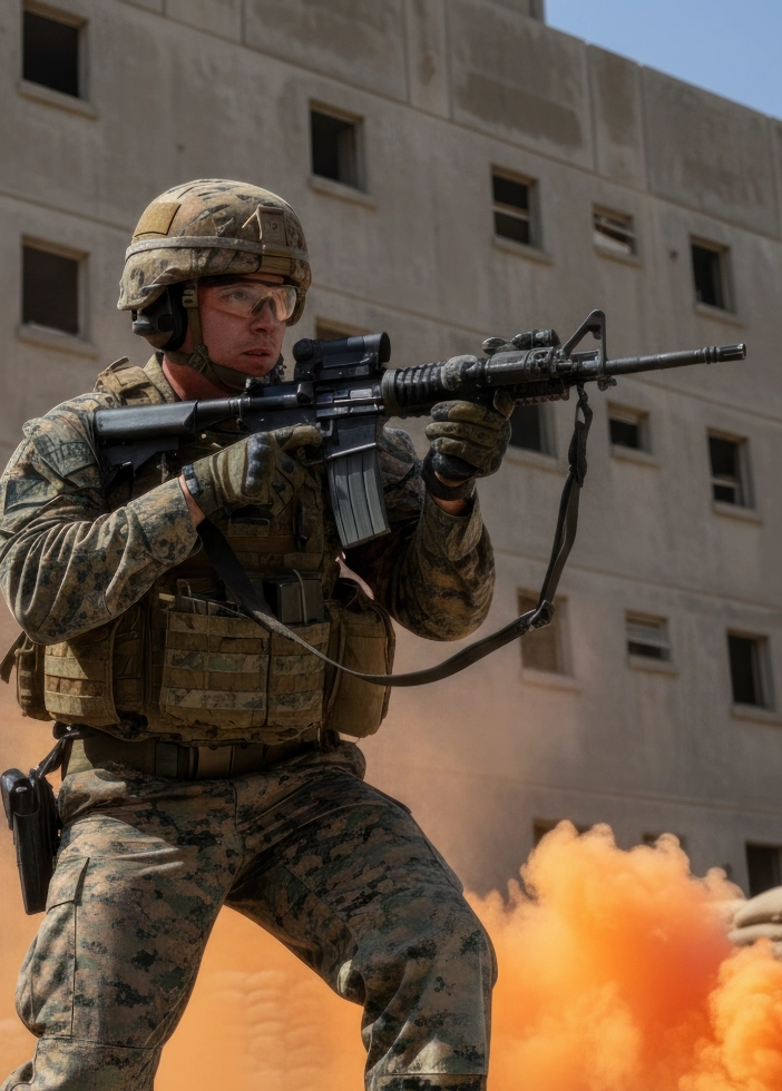 a us marine in military drill rehearsal